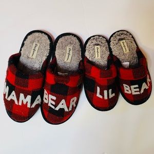 Dearfoams Winter Buffalo Check Plaid Matching Women & Kids Slipper Bundle